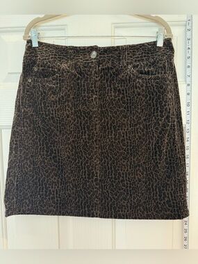 Ann Taylor Brown and Black Leopard Print “Micro-Corduroy” Mini Skirt